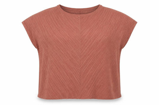 Front view of Garfield & Marks women’s beige basic t-shirt, size UK 12