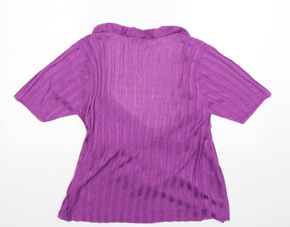 Back view of Next women’s purple knit cardigan jumper, size UK 16