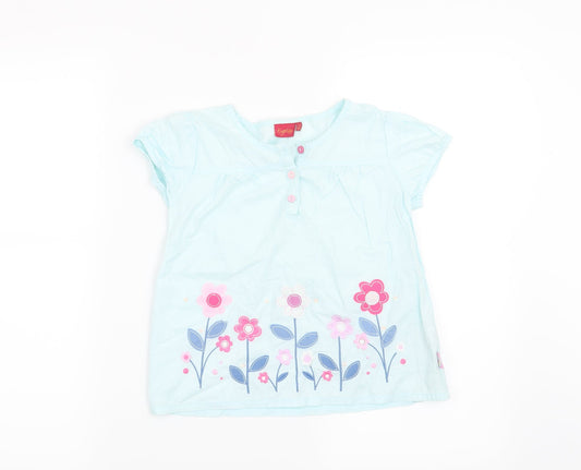 Tiger Lily Girls Blue Floral  Basic Blouse Size 8 Years