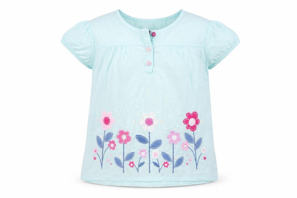 Tiger Lily Girls Blue Floral  Basic Blouse Size 8 Years