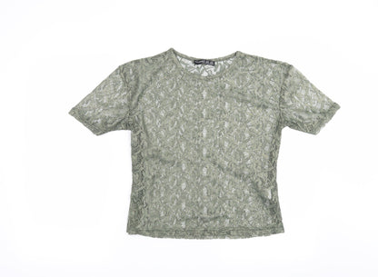 Additional front view of Atmosphere women’s green floral basic blouse, size UK 8