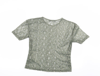 Back view of Atmosphere women’s green floral basic blouse, size UK 8