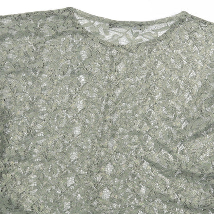 Brand and care label for Atmosphere women’s green floral basic blouse, size UK 8