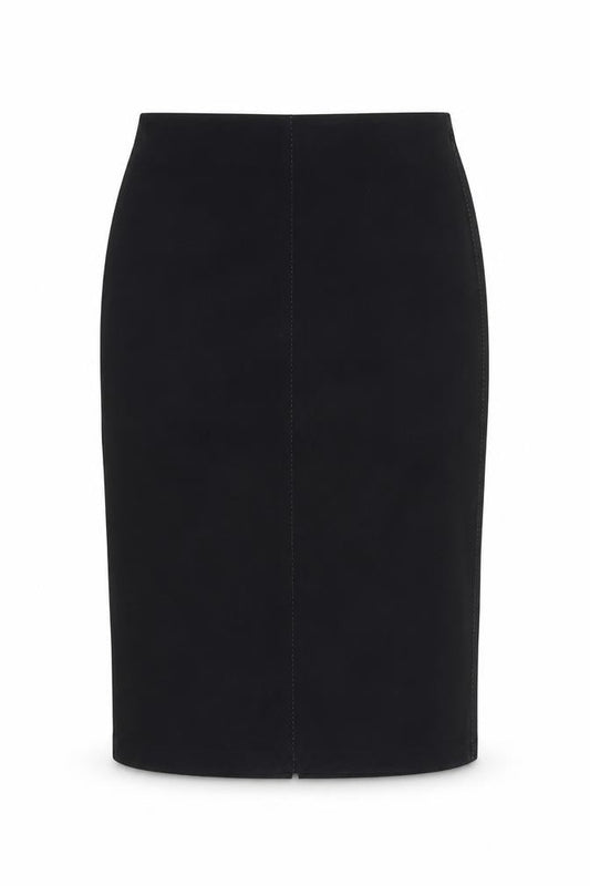 Front view of H&M women’s black straight & pencil skirt, size M