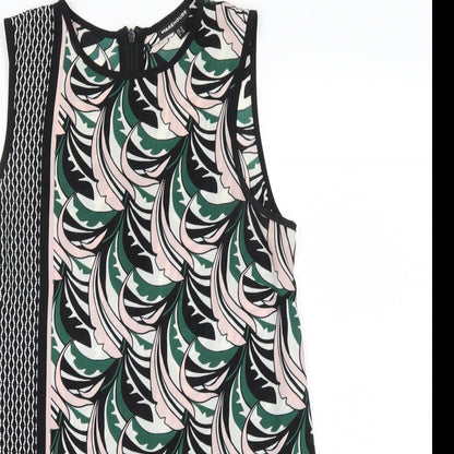 Close-up detail of Warehouse women’s pink floral basic tank, size UK 8