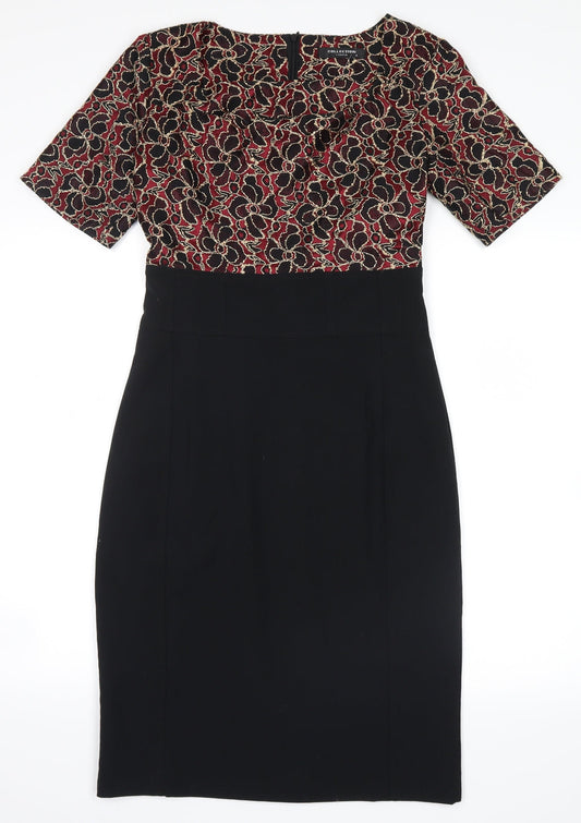 collection london Womens Black Floral  Shirt Dress  Size 8