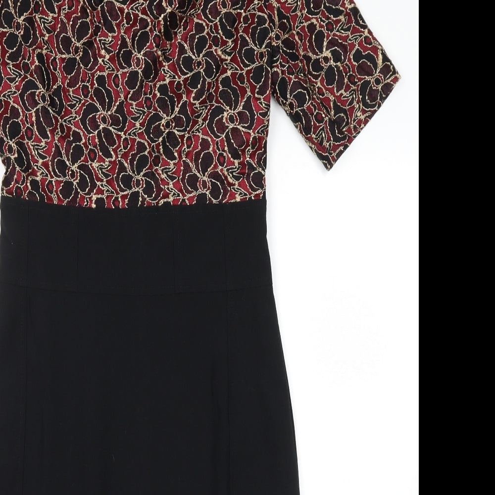 collection london Womens Black Floral  Shirt Dress  Size 8