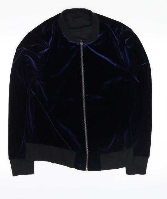 Very Womens Blue  Velvet Full Zip Sweatshirt Size 14