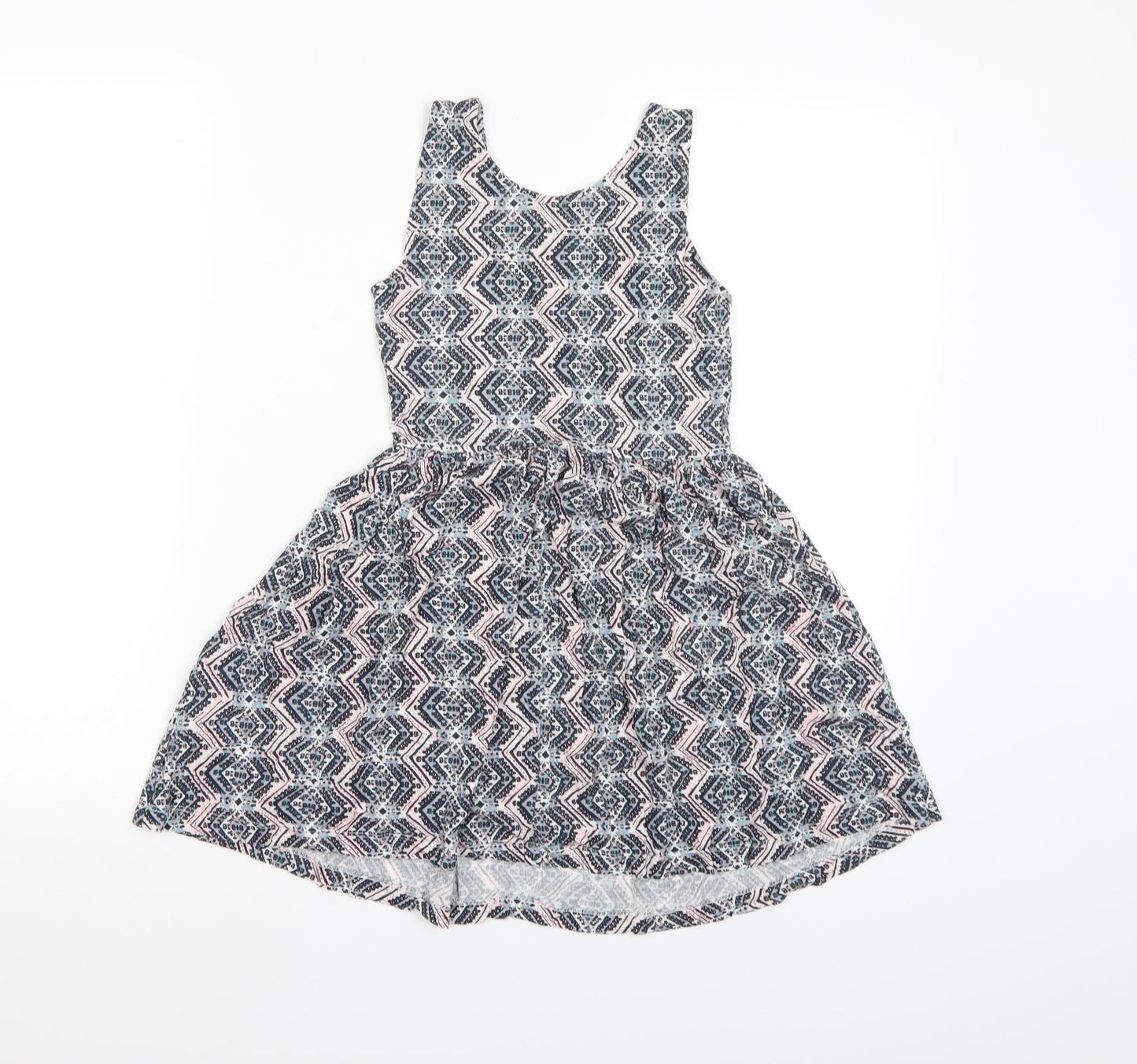 Primark Girls Blue Geometric  A-Line  Size 8-9 Years