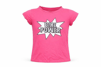 Front view of Pep&Co girls’ pink basic t-shirt, size 8-9, years