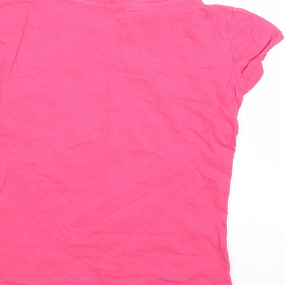 Brand and care label for Pep&Co girls’ pink basic t-shirt, size 8-9, years