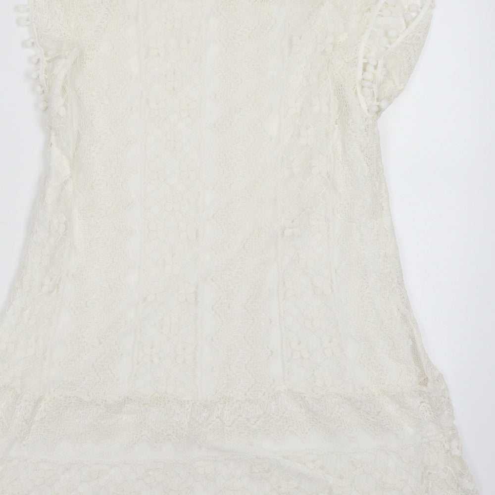 Zanzea Womens White  Lace Basic Blouse Size 12