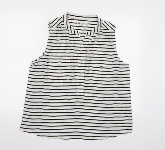 Rockmans Womens White Striped  Basic Blouse Size 16