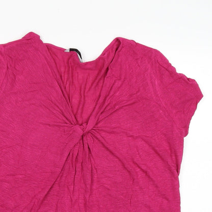 Close-up detail of Tu women’s pink wrap jumper, size UK 18