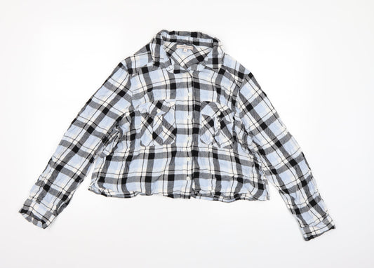 Marks and Spencer Womens Blue Check  Basic Button-Up Size 14
