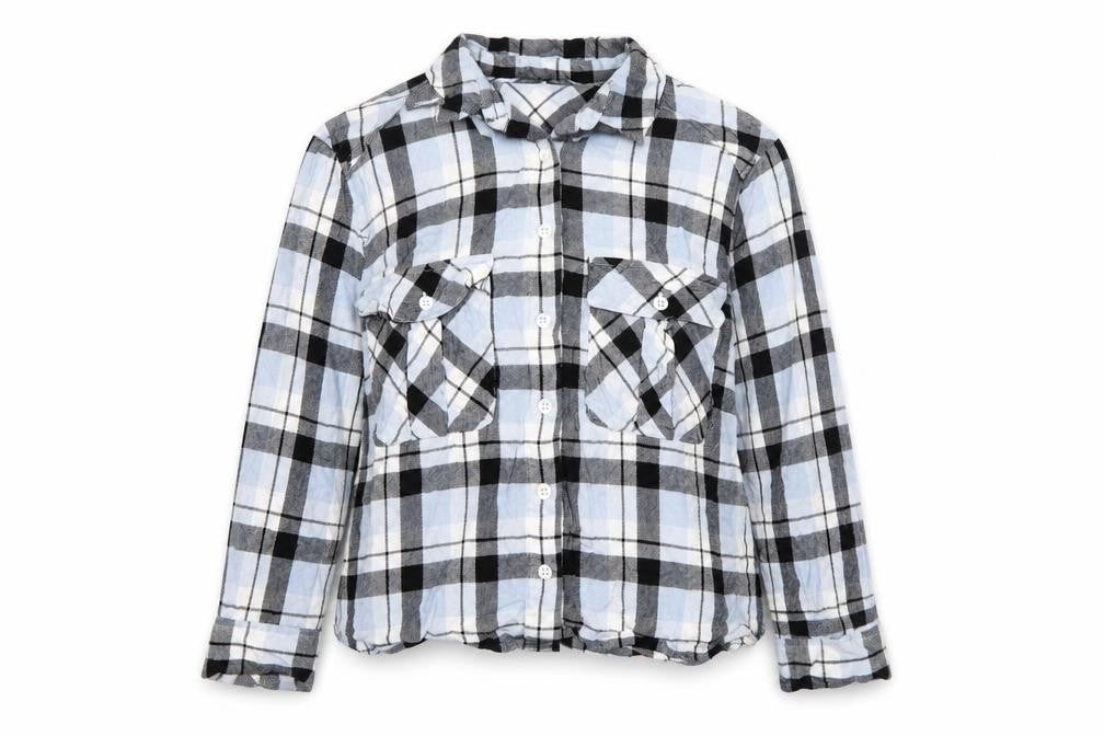 Marks & Spencer Womens Blue Check  Basic Button-Up Size 14