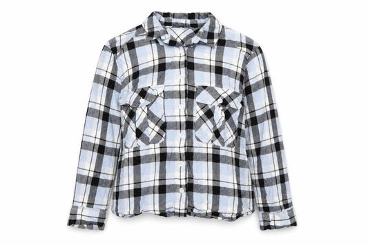 Marks and Spencer Womens Blue Check  Basic Button-Up Size 14