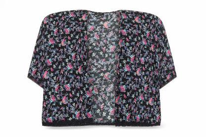 Front view of New Look girls’ black floral jacket, size S