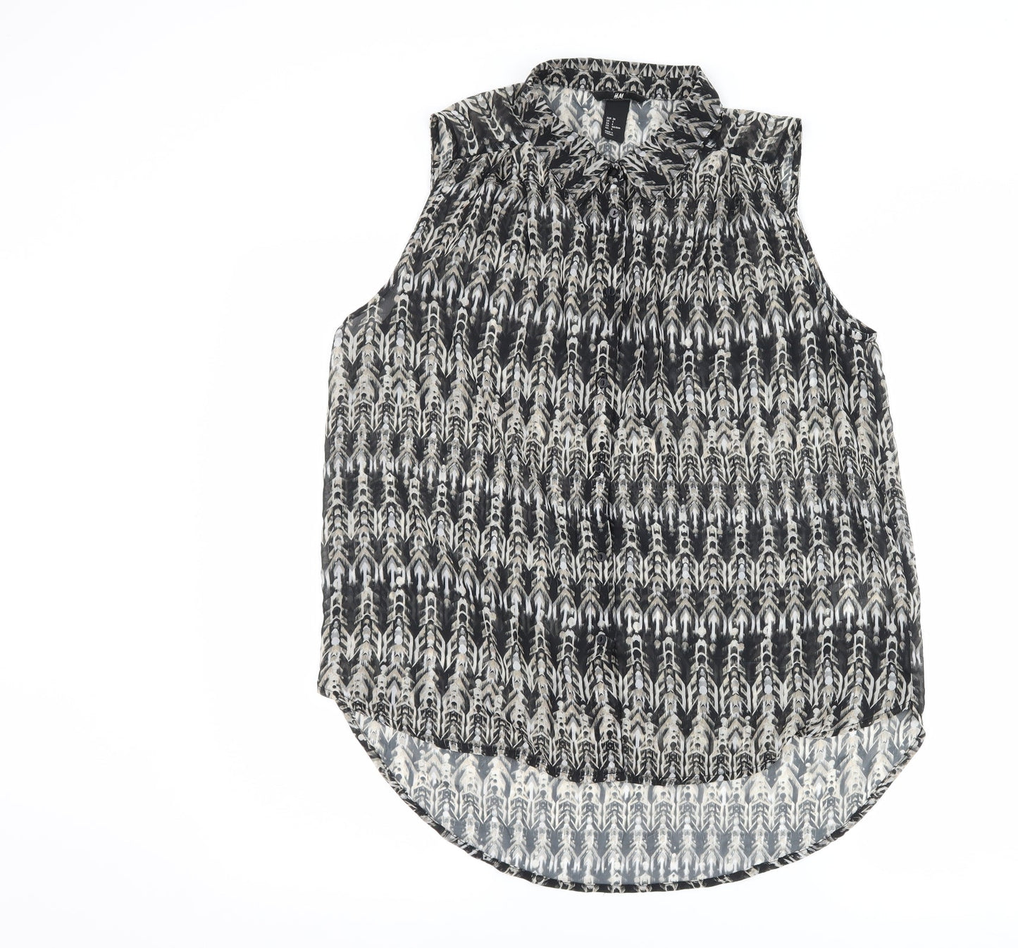 H&M Womens Grey Geometric  Basic Button-Up Size 8