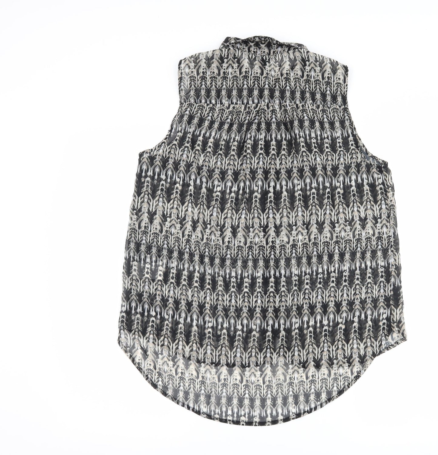 H&M Womens Grey Geometric  Basic Button-Up Size 8