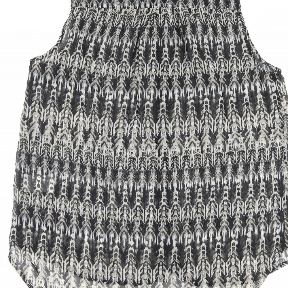 H&M Womens Grey Geometric  Basic Button-Up Size 8