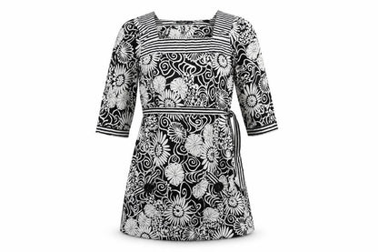 Front view of Atmosphere women’s black floral shift, size UK 8