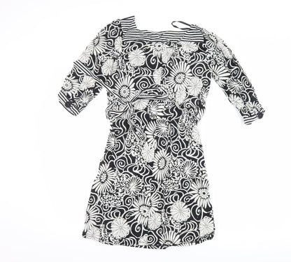 Back view of Atmosphere women’s black floral shift, size UK 8