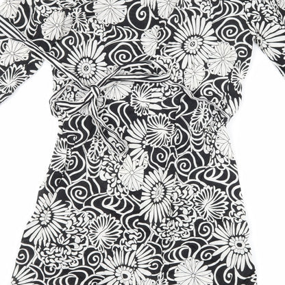 Brand and care label for Atmosphere women’s black floral shift, size UK 8