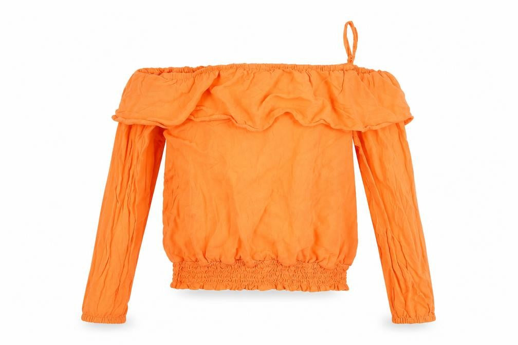 H&M Girls Orange   Basic T-Shirt Size 14 Years  - Cut Out Shoulder