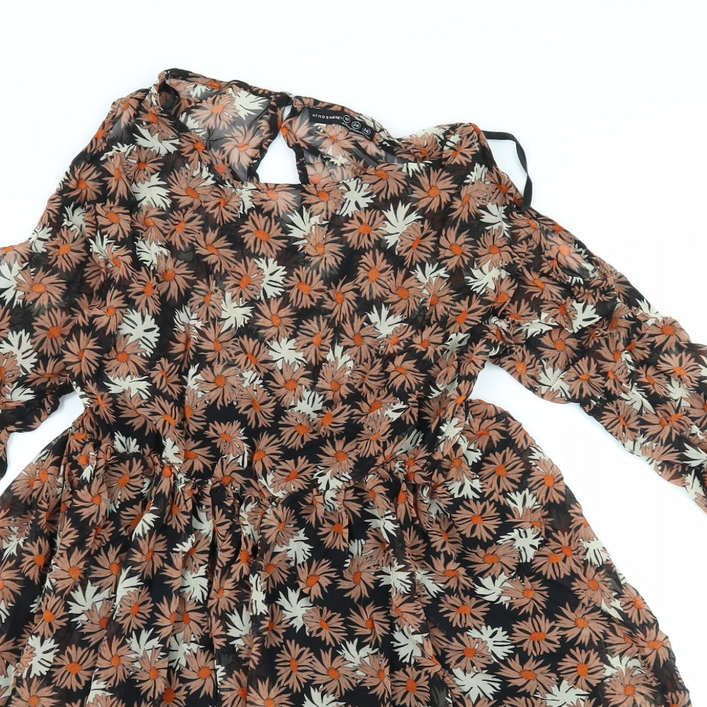 Atmosphere Womens Black Floral  A-Line  Size 10  - Cut Out Shoulder