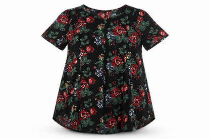 Front view of Pins & Needles women’s black floral basic t-shirt, size XS