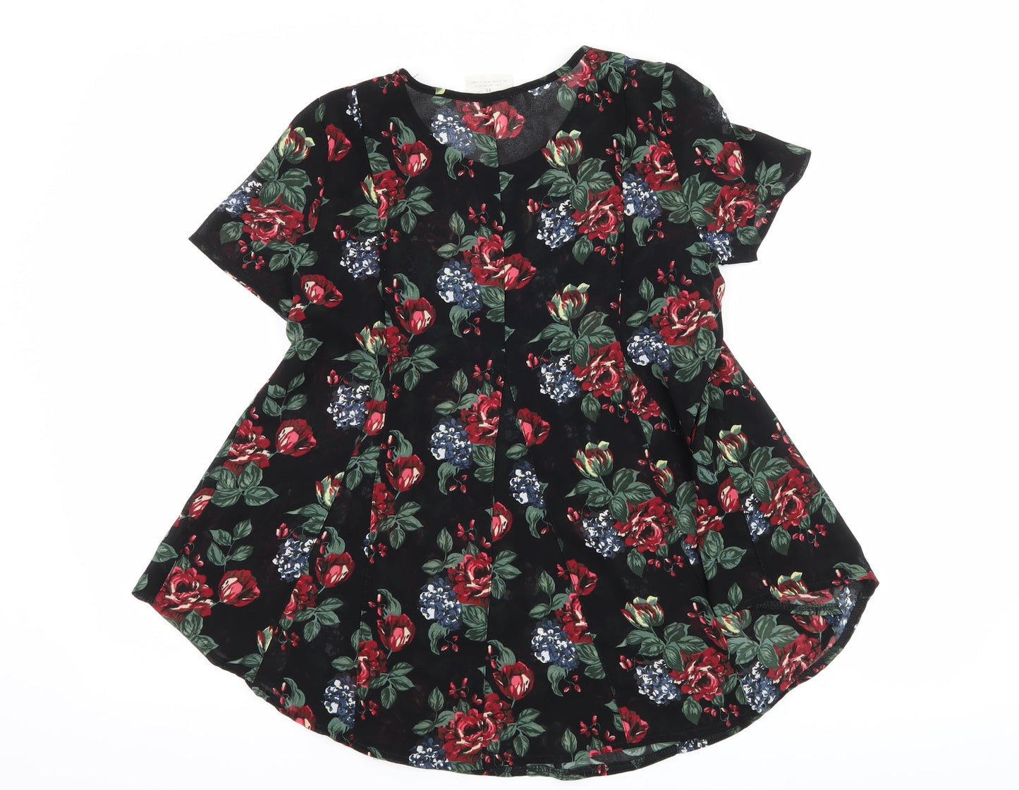 Pins & Needles Womens Black Floral  Basic T-Shirt Size XS