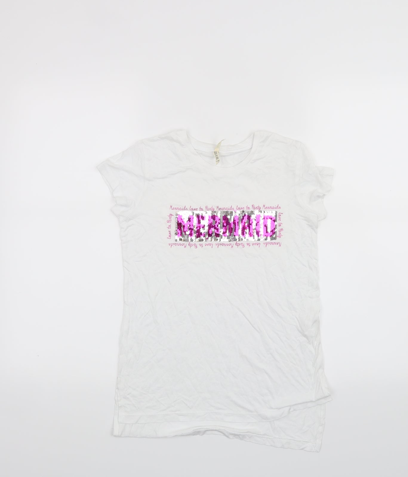 YD Girls White   Basic T-Shirt Size 9-10 Years
