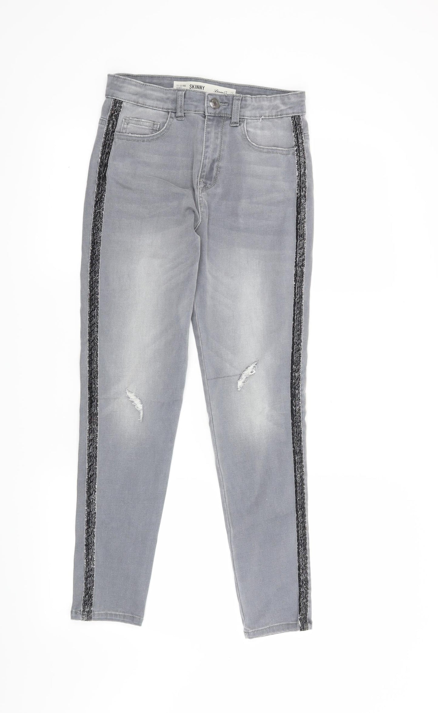 Denim & Co. Girls Grey   Skinny Jeans Size 11-12 Years