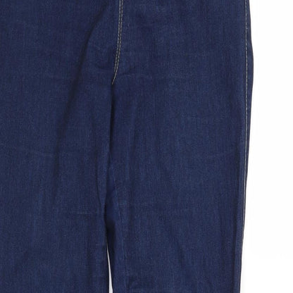 Close-up detail of Denim & Co. women’s blue jegging jeans, size UK 10, 30-inch leg