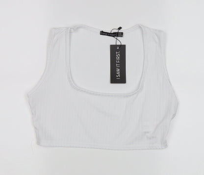 Additional front view of I SAW IT FIRST women’s white basic t-shirt, size UK 16
