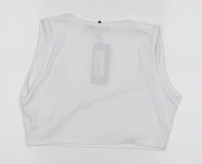 Back view of I SAW IT FIRST women’s white basic t-shirt, size UK 16
