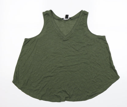 Front view of Primark women’s green basic tank, size UK 16