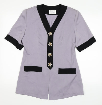 Additional front view of Clizo women’s purple basic button-up, size L