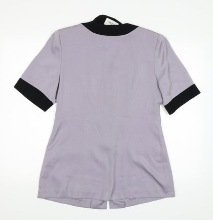 Back view of Clizo women’s purple basic button-up, size L