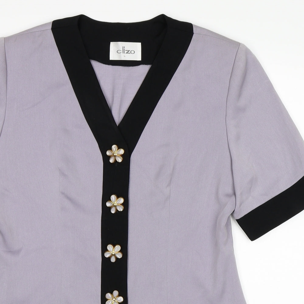 Clizo Womens Purple   Basic Button-Up Size L