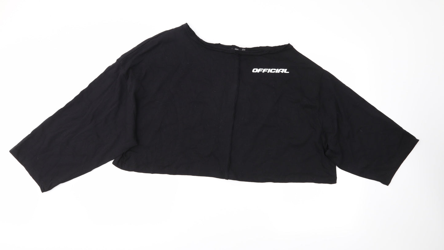 Boohoo Womens Black   Cropped T-Shirt Size 12