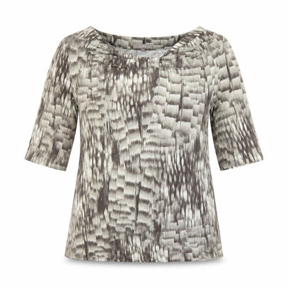 Front view of Soon women’s grey basic blouse, size UK 14