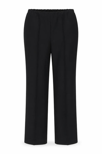 Front view of Preworn women’s black trousers, size UK 10, 27-inch leg