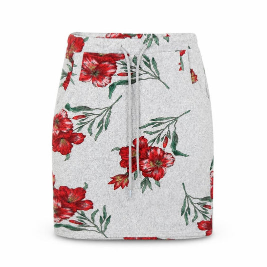 Front view of mshll girl women’s grey floral straight & pencil skirt, size XS