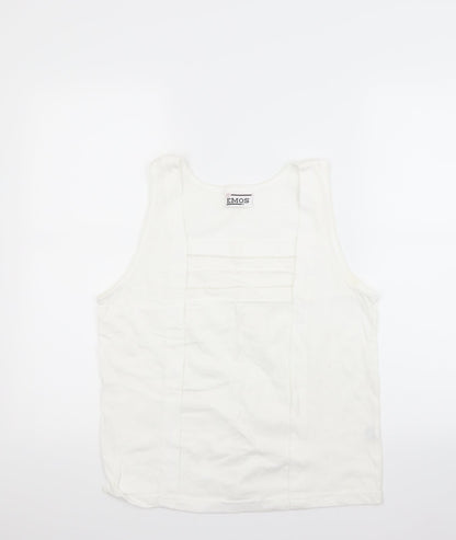 Front view of emos women’s white basic t-shirt, size M