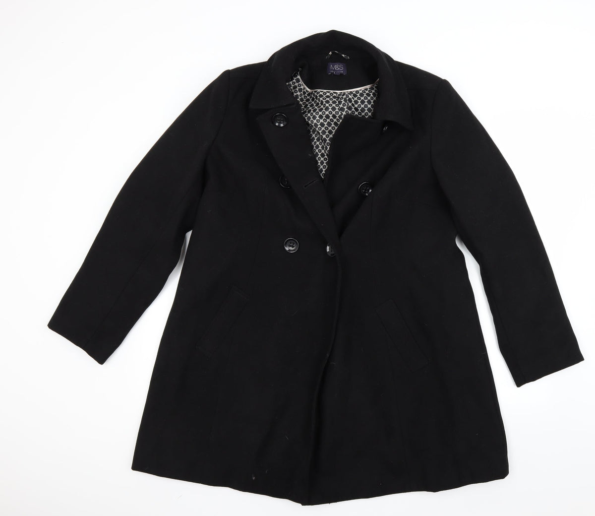 marks  Womens Black   Overcoat Coat Size 10