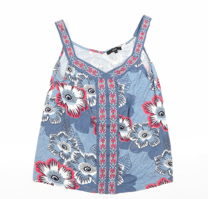 Additional front view of Next women’s blue floral basic tank, size UK 8