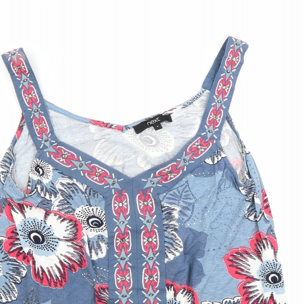 NEXT Womens Blue Floral  Basic Tank Size 8