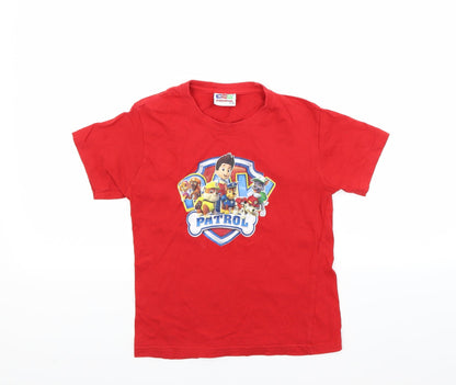 Front view of anbor boys’ red pullover t-shirt, size 7-8, years - paw patrol